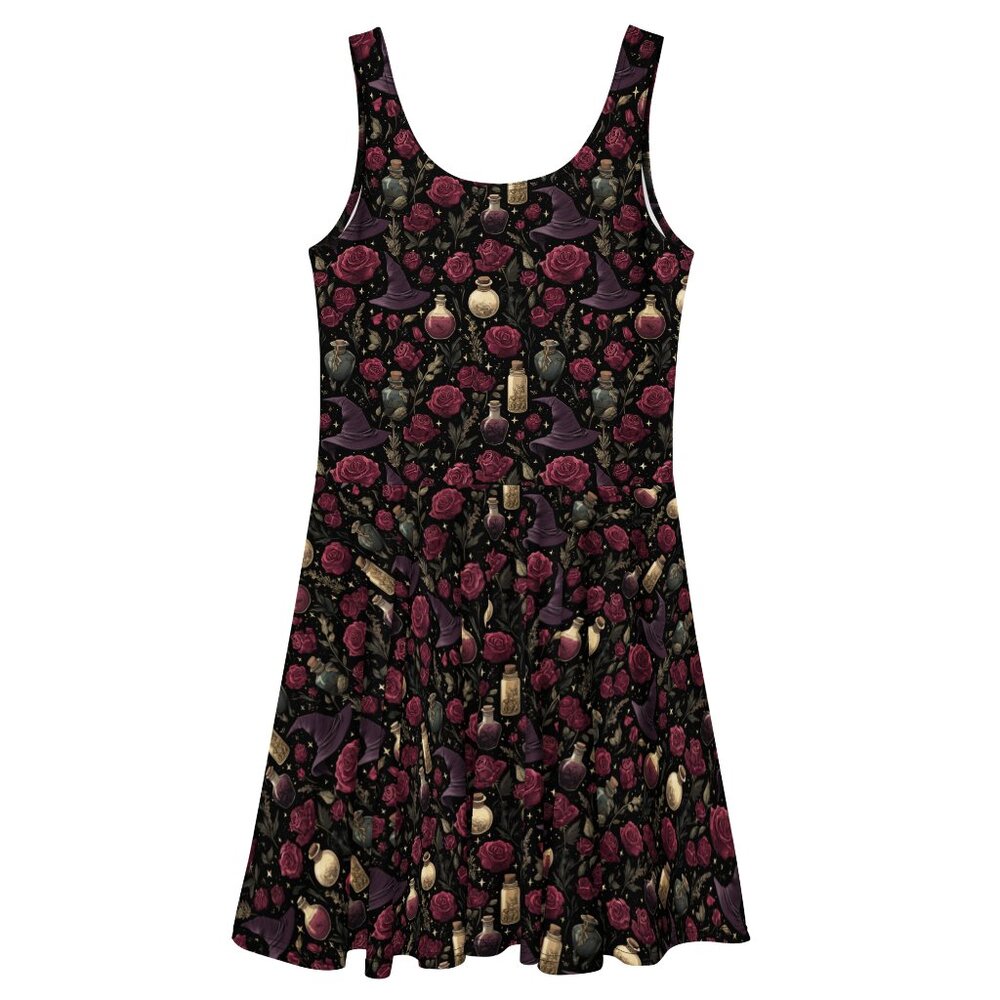 Gothic Witchy Whimsigoth Rose Fit & Flare Dress - Picture 6 of 14